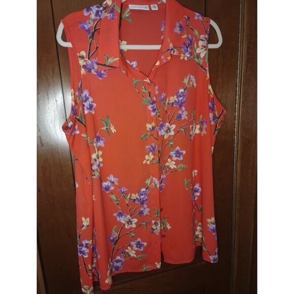 Susan Graver  SLEEVELESS TUNIC TOP 18W Floral - Picture 1 of 4
